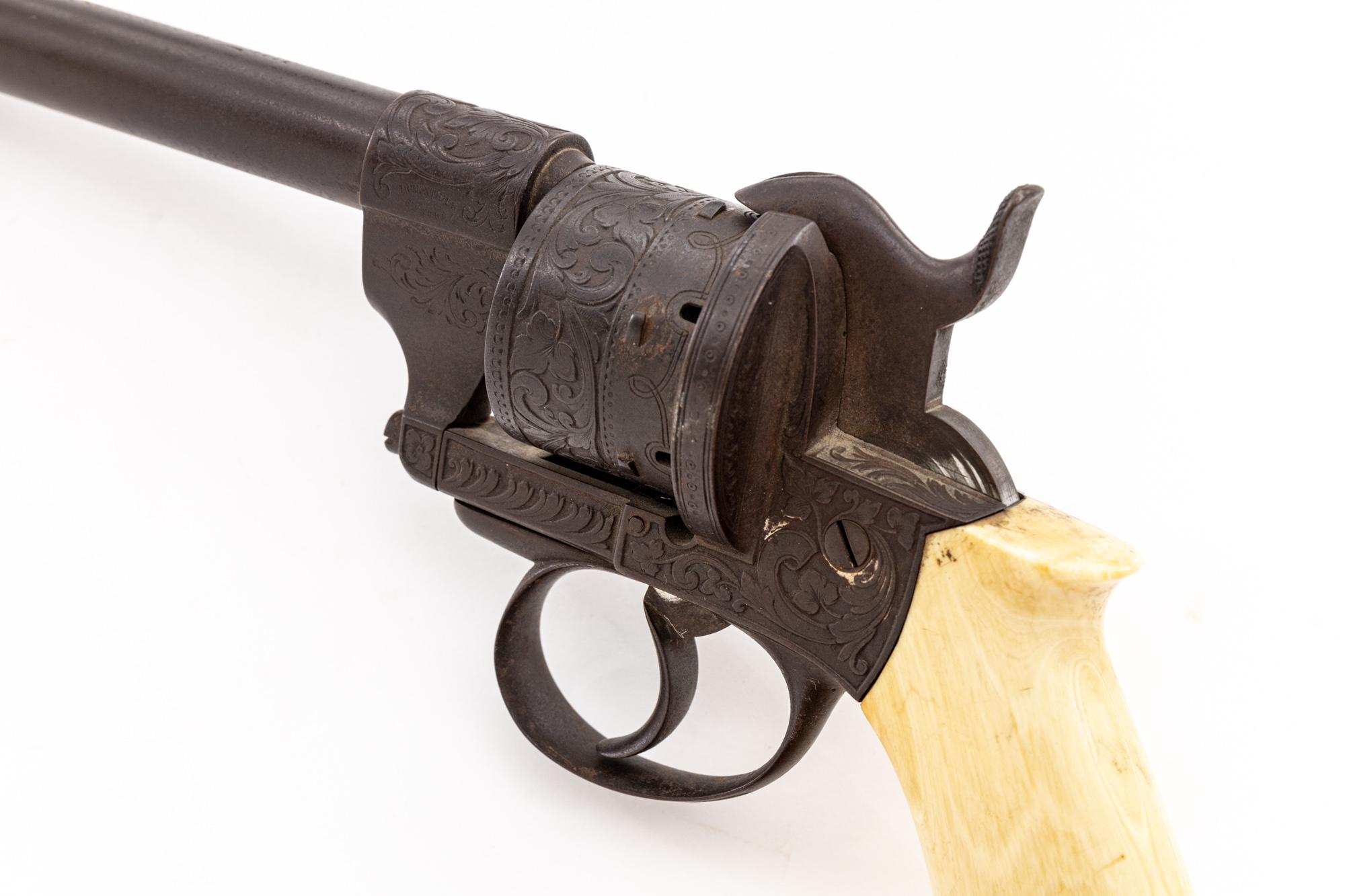 Civil War-Era European Large-Bore Double-Action Military Pinfire Revolver