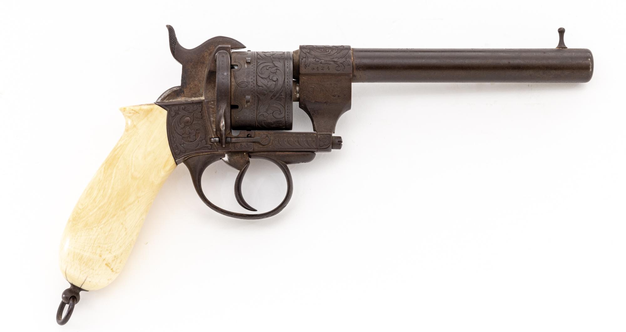 Civil War-Era European Large-Bore Double-Action Military Pinfire Revolver