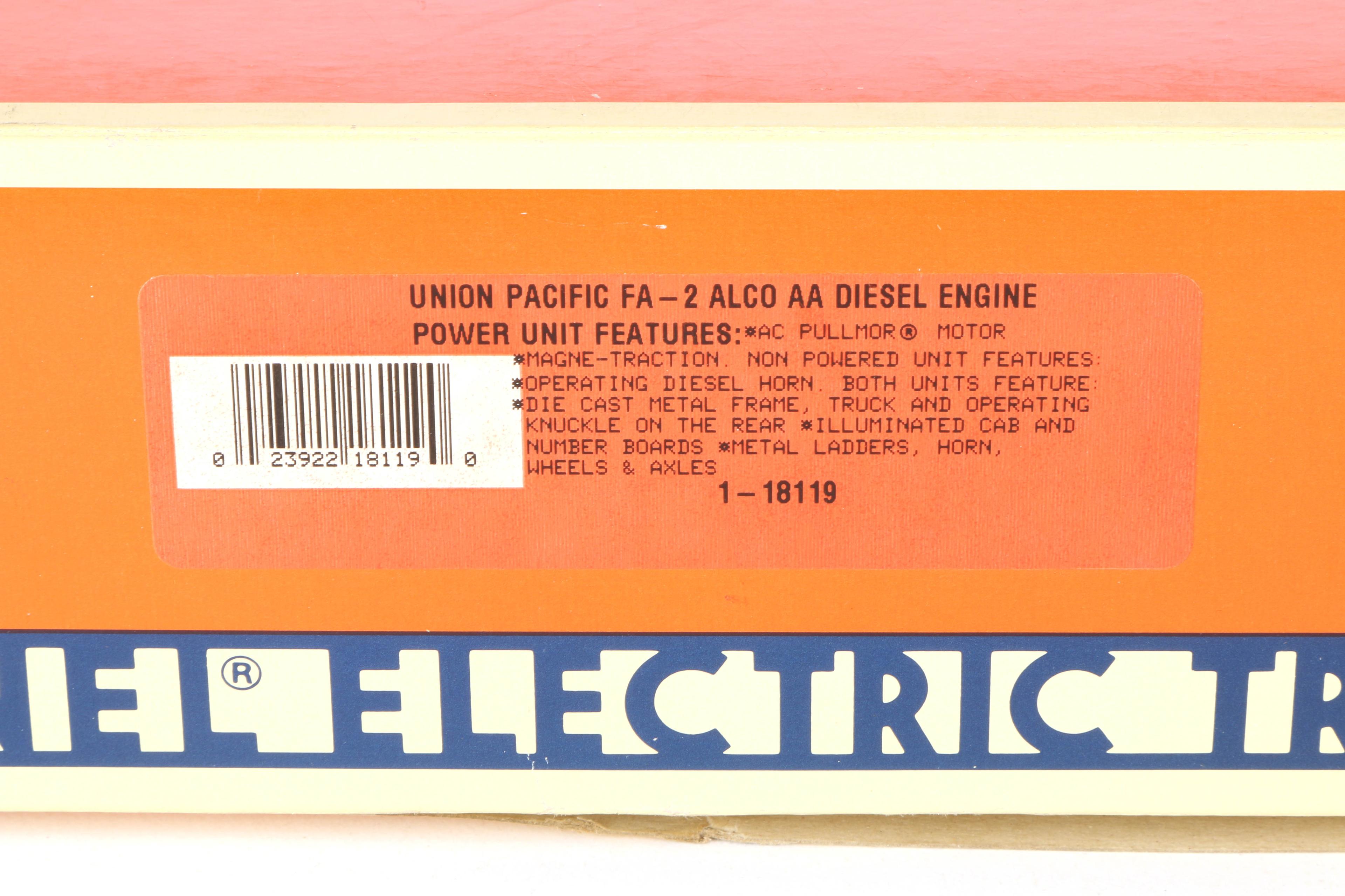 Lionel Union Pacific FA-2 Alco AA Diesel Engine Power Unit Features