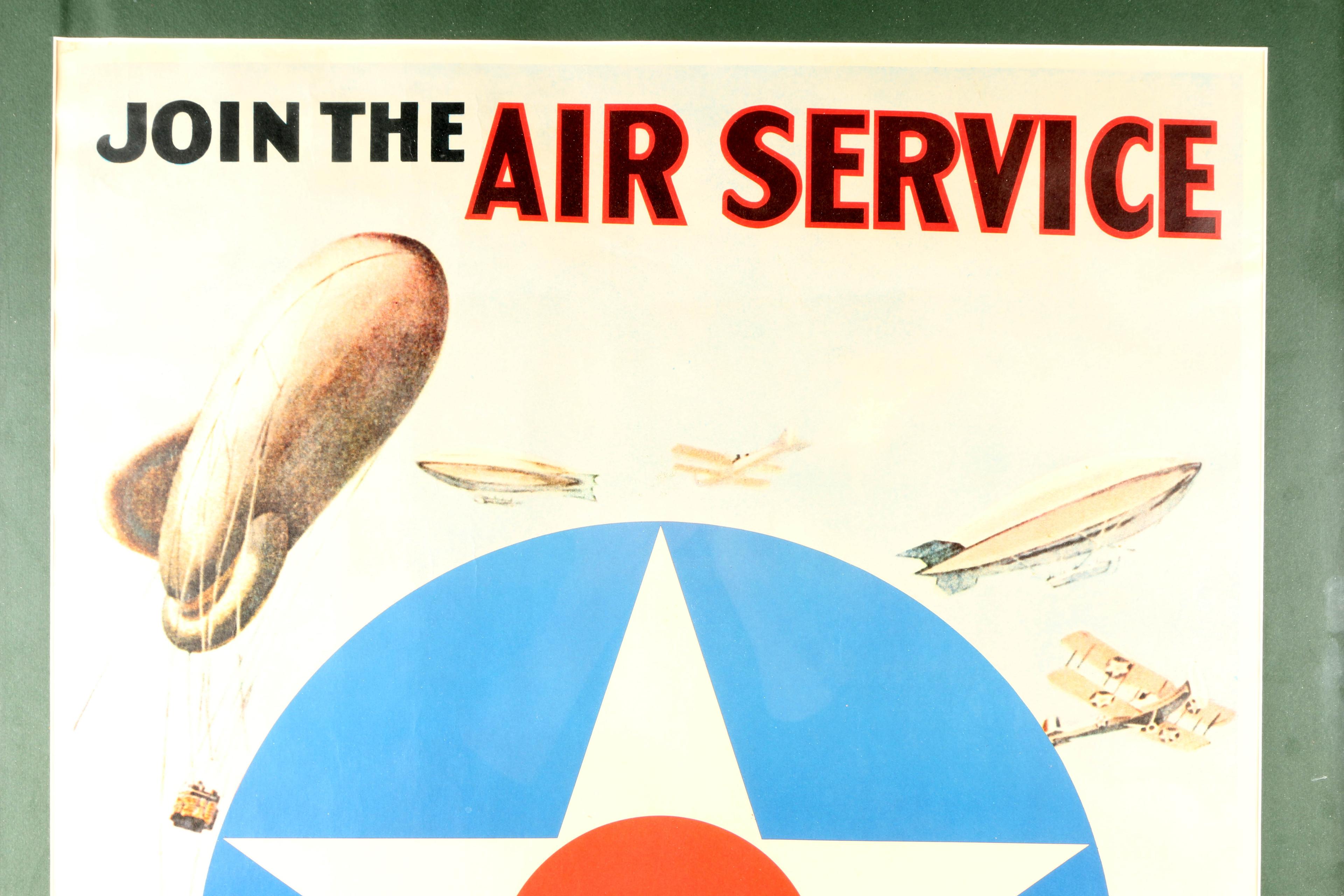 WWI lithograph poster "Join the Air Service Learn-Earn ("Give'er the Gun")"