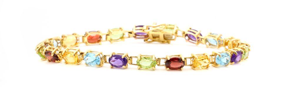 14K Multi Gem Stone Bracelet