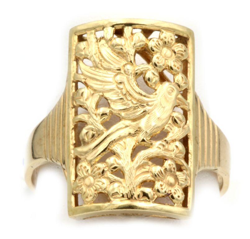 14K Gold Peacock Ring