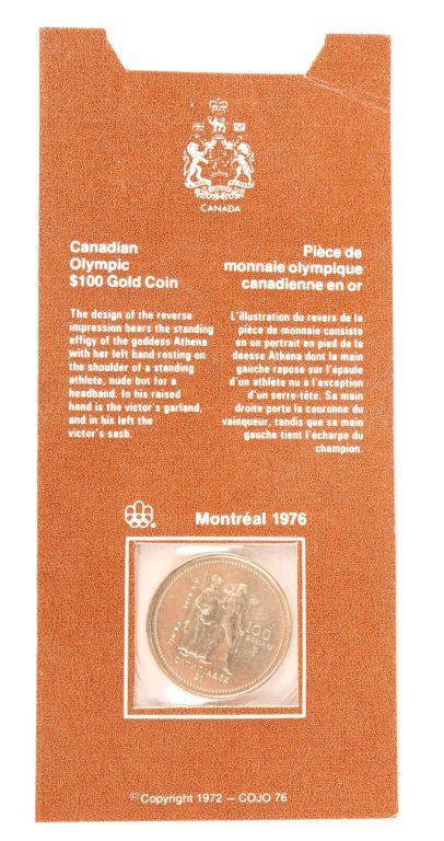 Montreal 1976 Canadian Olympic $100 Gold Coin - 14K