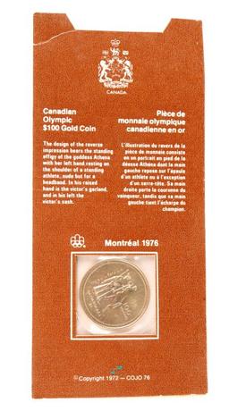 Montreal 1976 Canadian Olympic $100 Gold Coin - 14K