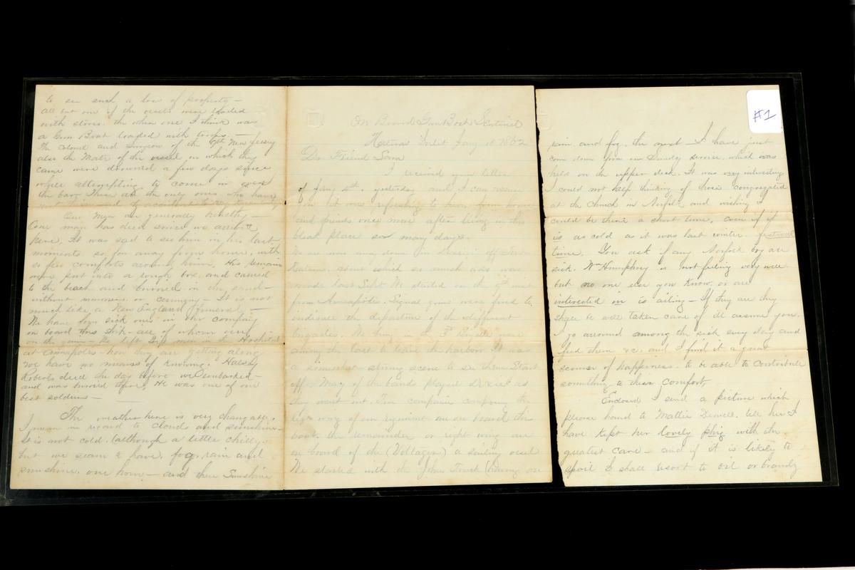 5 Progressive Letters From 1862 (Civil War) To Sara Loomis From Lt. Samuel Clark Barnum