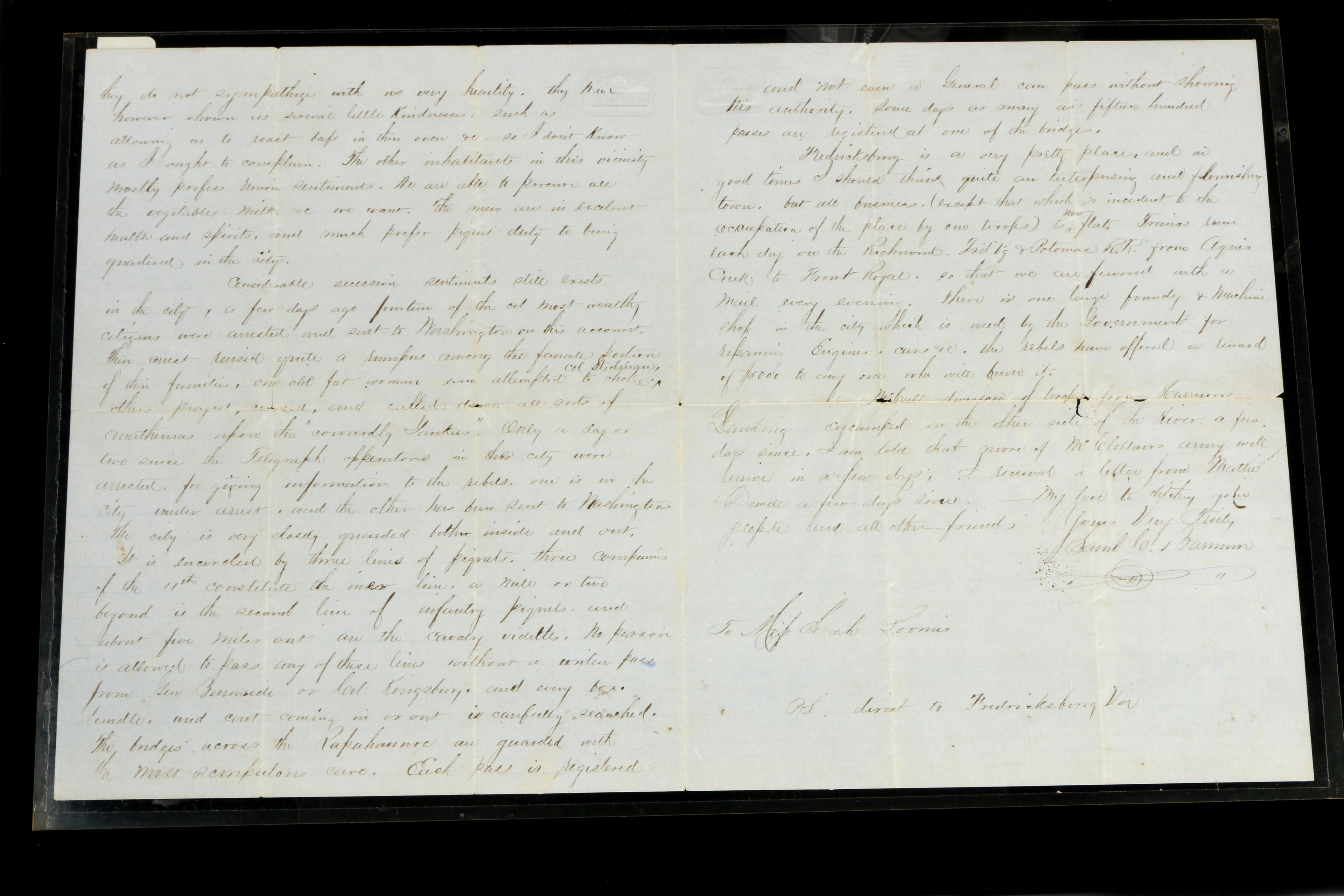 5 Progressive Letters From 1862 (Civil War) To Sara Loomis From Lt. Samuel Clark Barnum