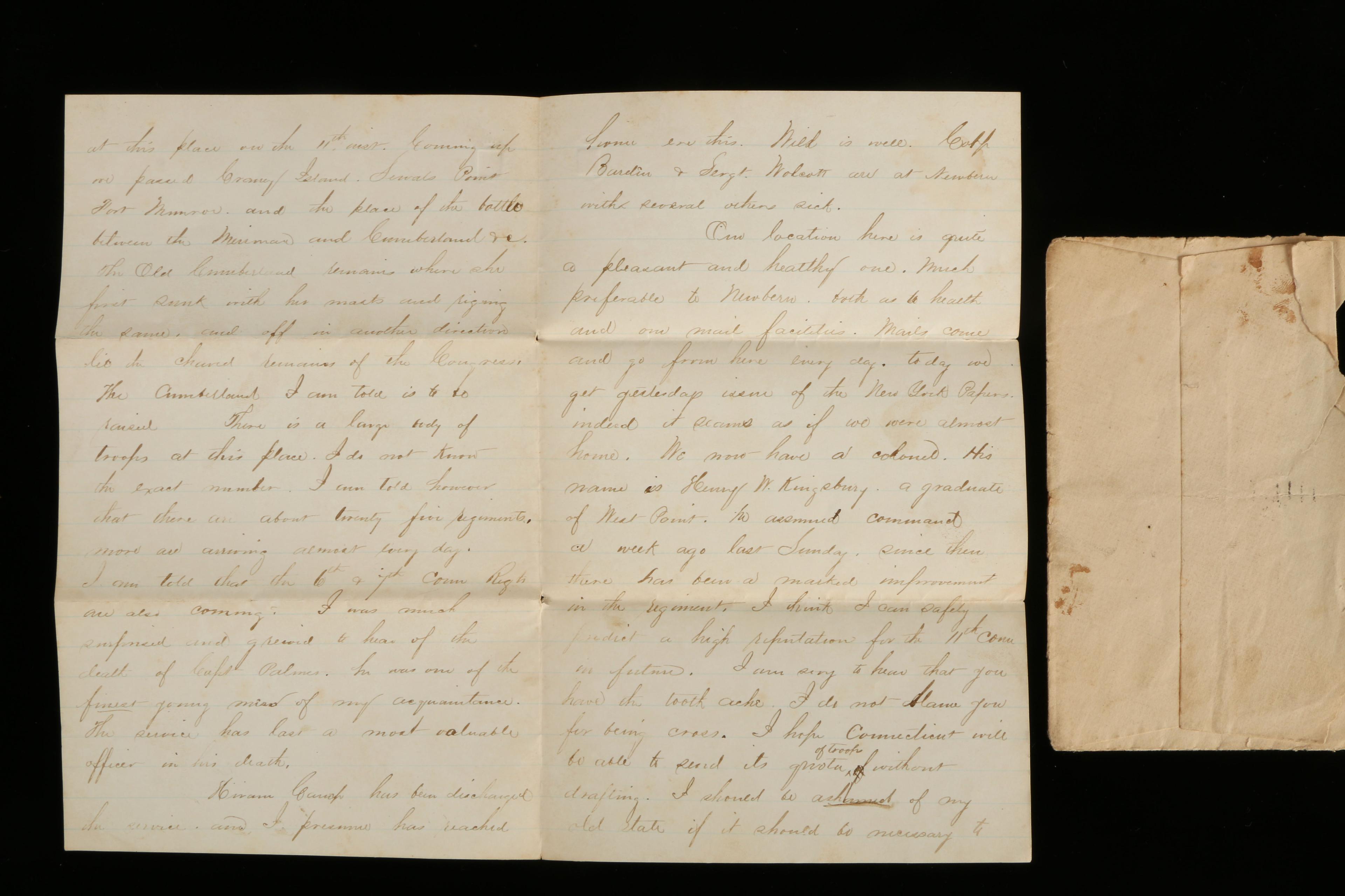 9 Progressive Letters From 1861 - 1863 To Sara Loomis From Lt. Samuel Clark Barnum