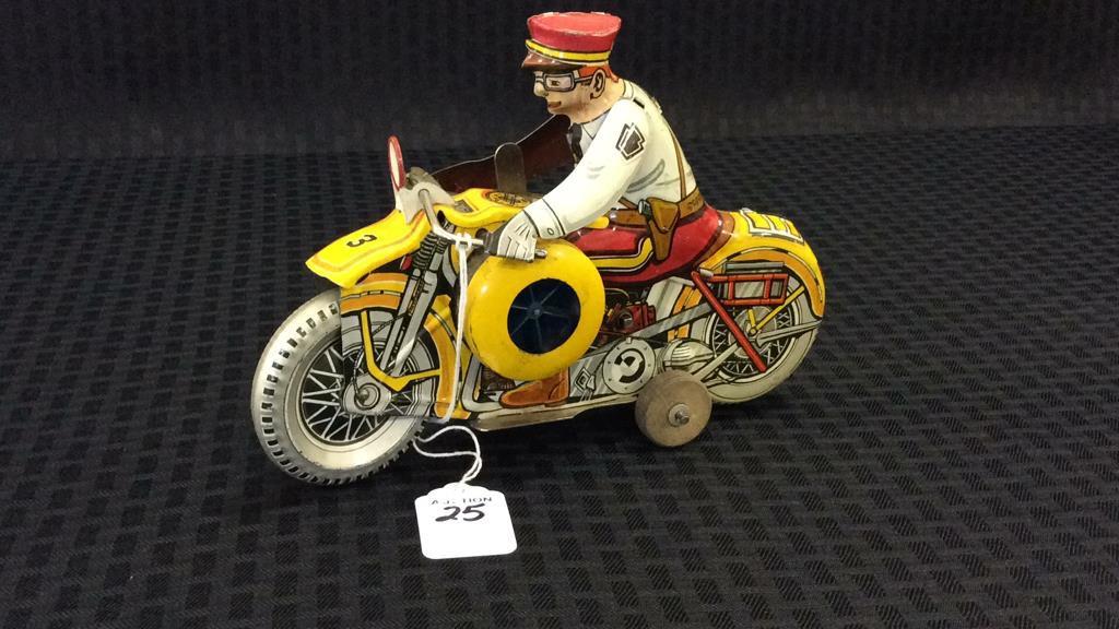 Marx Wind Up Policeman Toy Motorcycle