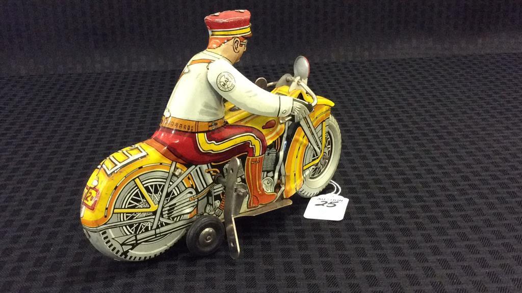Marx Wind Up Policeman Toy Motorcycle