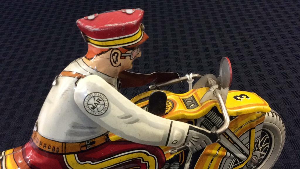 Marx Wind Up Policeman Toy Motorcycle