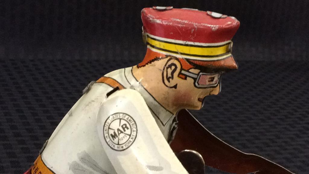 Marx Wind Up Policeman Toy Motorcycle