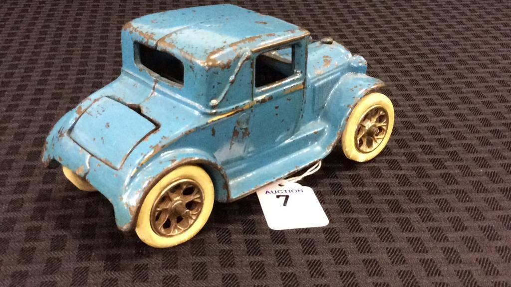 Arcade Cast Iron Blue Antique Toy Car w/ Driver