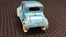 Arcade Cast Iron Blue Antique Toy Car w/ Driver