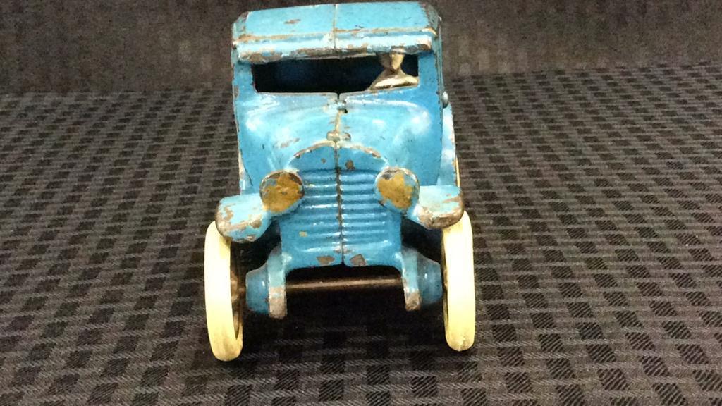 Arcade Cast Iron Blue Antique Toy Car w/ Driver