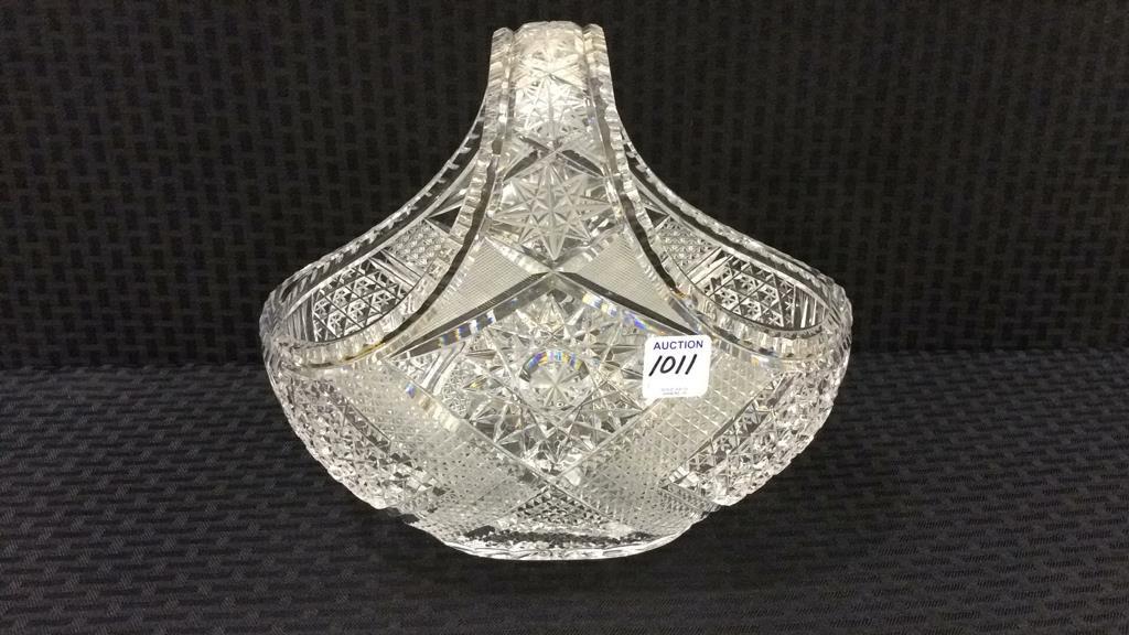 Lg. Cut Glass Crystal Basket