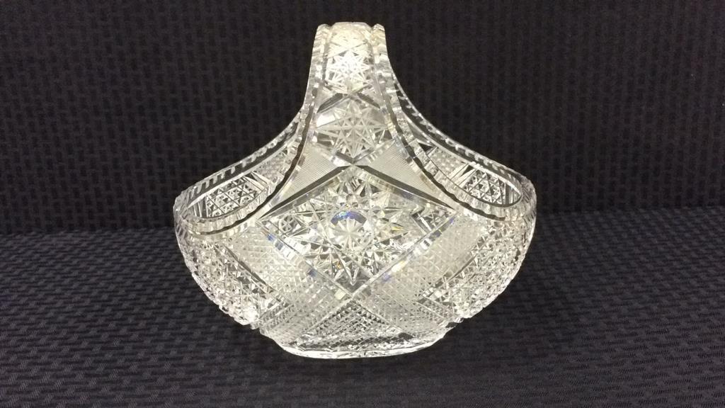 Lg. Cut Glass Crystal Basket