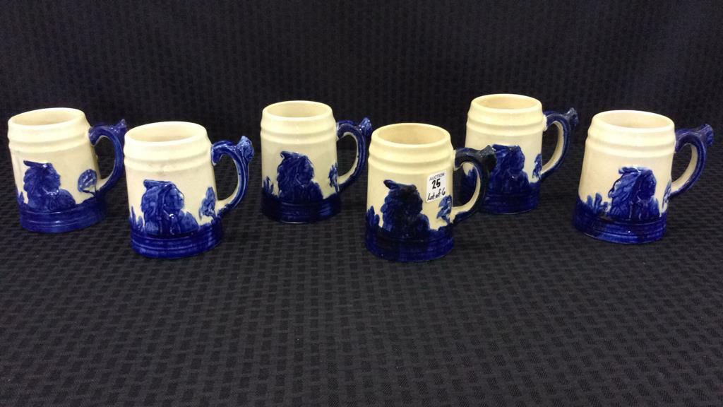 Set of 6 Old Sleepy Eye Blue & White Stoneware