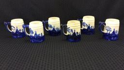 Set of 6 Old Sleepy Eye Blue & White Stoneware