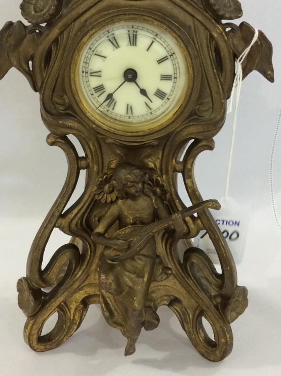 Ornate Brass Figural Clock w/ Lady &