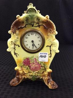 Sm. Floral Painted  Porcelain Clock