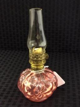 MIniature Cranberry Lamp w/ Clear Glass