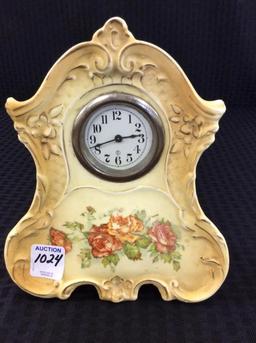 Sm. Floral Paint Porcelain Bedroom Clock