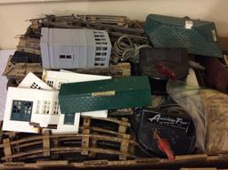 3 Boxes of American Flyer Train Cars, Tracks,