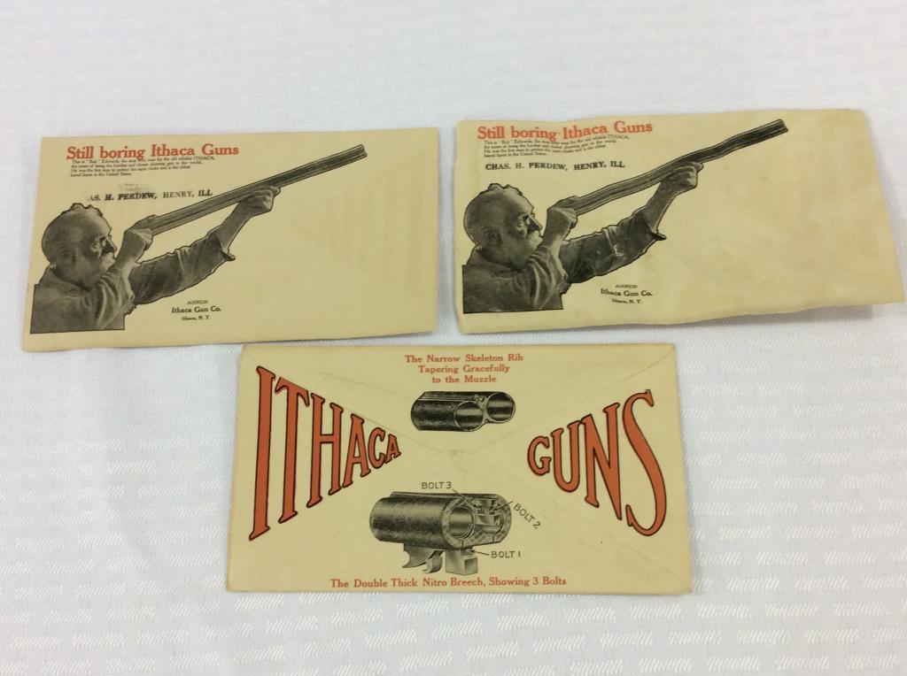 Lot of 3 Perdew Ithaca Gun Envelopes