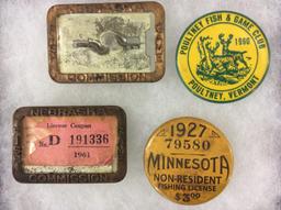 Collection of 4 Hunting & Fishing Buttons