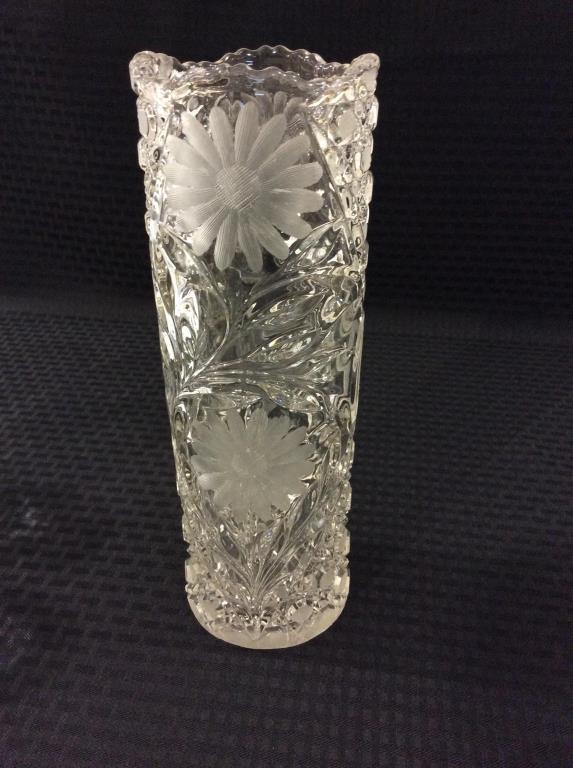 Lot of 3 Etched & Cut Glass Pieces