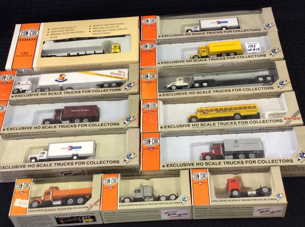 Lot of 12 Con-Cor HO Scale Trucks For Collectors-