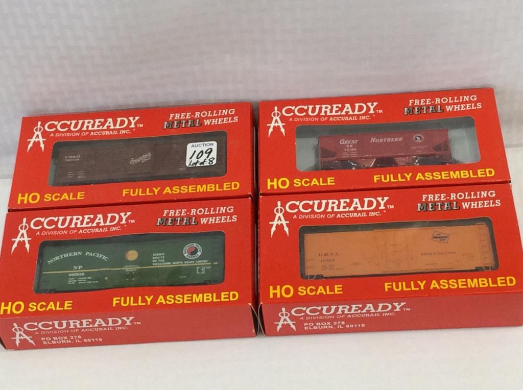 Lot of 8 Accuready HO Scale Train Cars-NIB