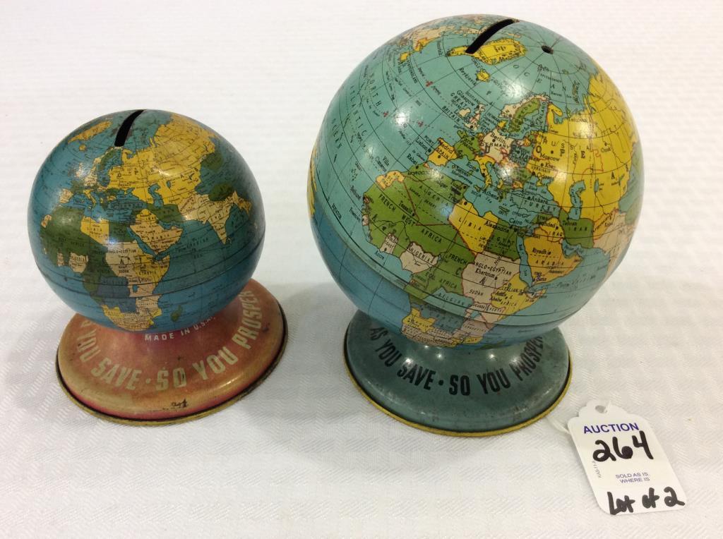 Lot of 2 TIn World Globe Banks