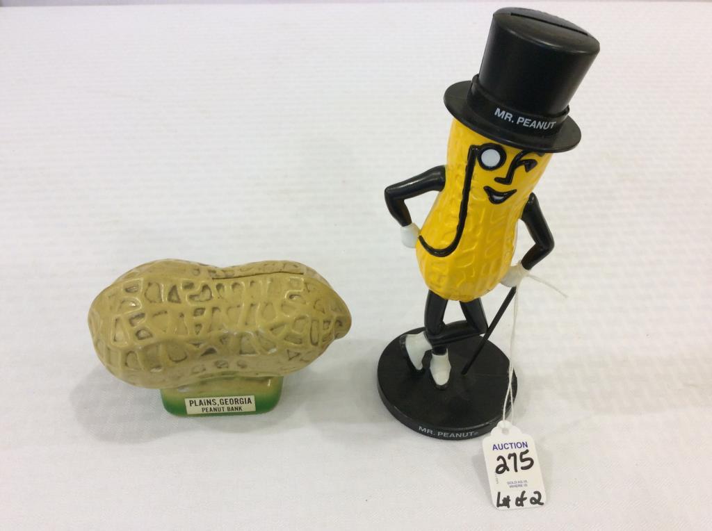 Lot of 2  Plastic Banks-Mr. Peanut Bank (Approx.