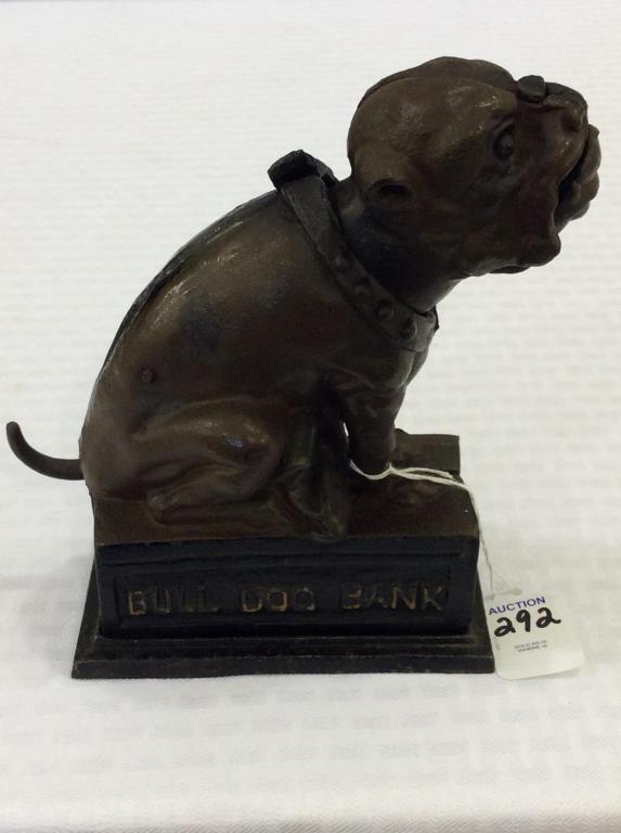 Iron Mechanical Bull Dog Bank