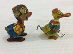 Lot of 2 Sm. Wind Up Toy Animals Marked