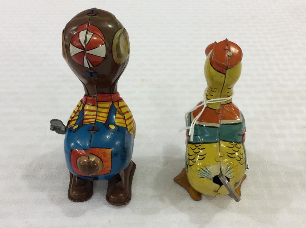 Lot of 2 Sm. Wind Up Toy Animals Marked