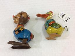 Lot of 2 Sm. Wind Up Toy Animals Marked