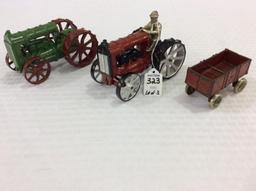 Lot of 3 Cast Iron Toys Including Red Paint