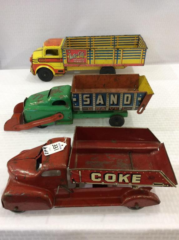 Lot of 3 Various Toy Trucks (Rougher Condition