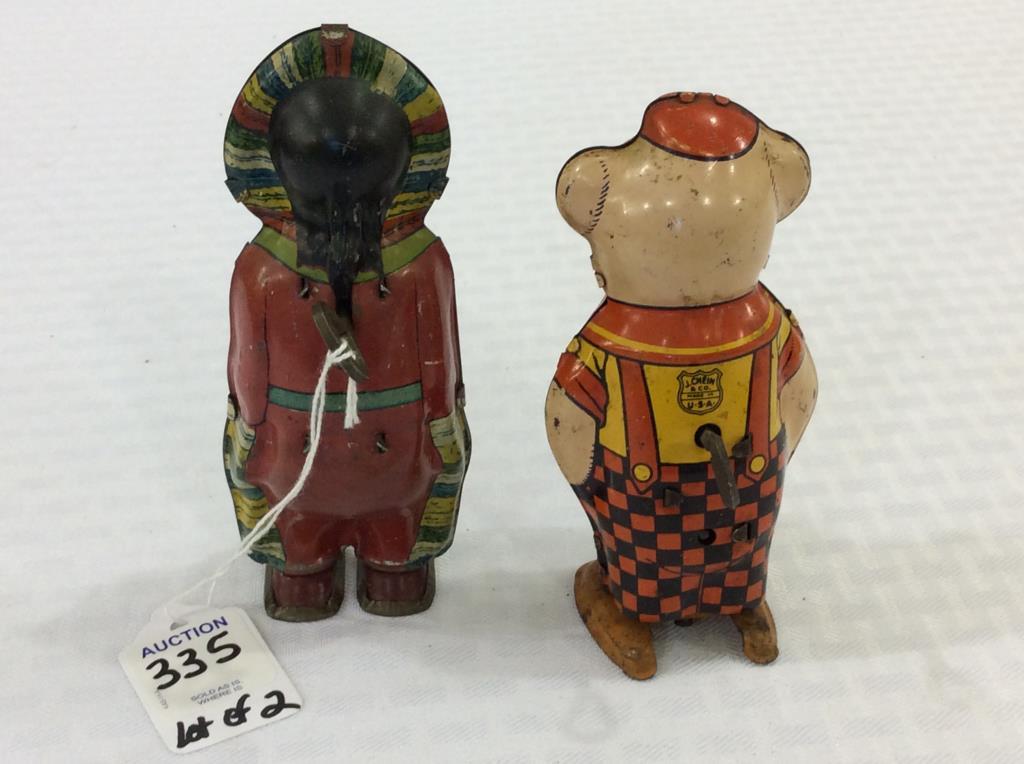 Lot of 2 Sm. Tin Wind Ups Including Chein Pig