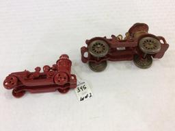 Lot of 2 Sm. Red Paint Iron Fire Trucks