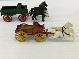 Lot of 2 Metal Horse Drawn Wagons