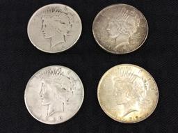 Set of 8 Peace Silver Dollars Including