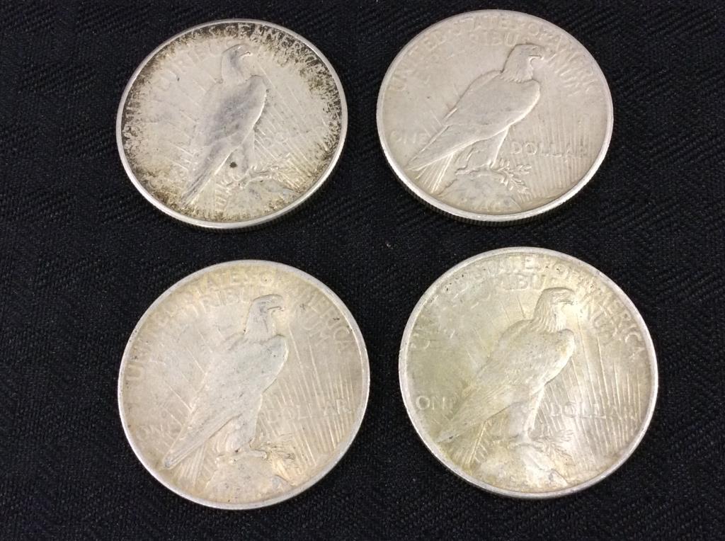 Set of 8 Peace Silver Dollars Including