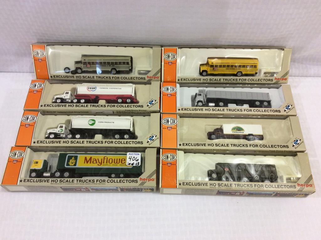 Lot of 12 Con-Cor 1/87th HO Scale Trucks in Boxes