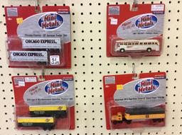 Lot of 8 Mini Metals Trailer Sets & Buses-New in