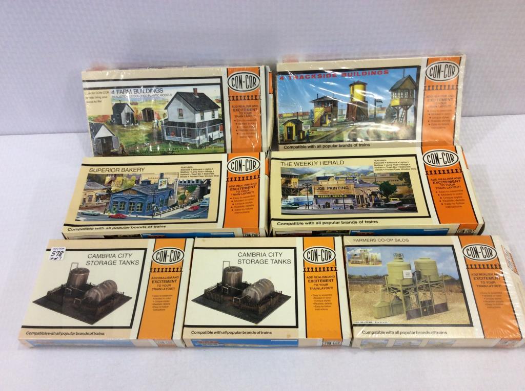 Lot of 7 Con-Cor HO Scale Model Structure