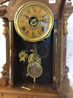 Ornate Victorian Design Keywind Clock w/ Side