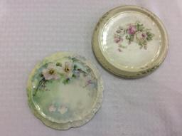 Lot of 5 Mostly Pink & Floral Painted Tea Tile